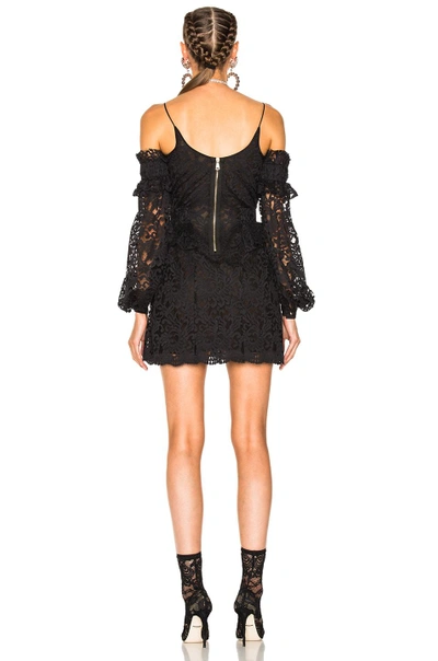 Shop Francesco Scognamiglio Off The Shoulder Lace Mini Dress In Black