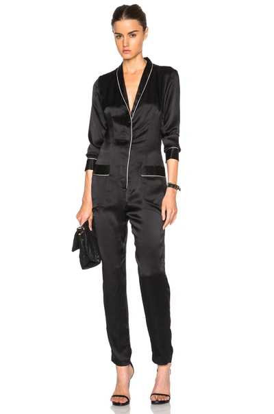 Shop Fleur Du Mal Pajama Jumpsuit In Black