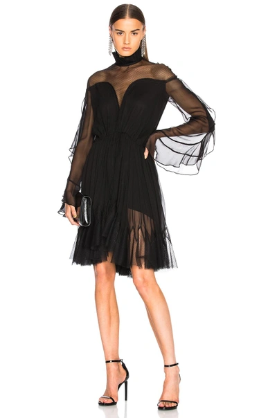 Shop Jonathan Simkhai Gathered Silk Combo Layered Dress In Black