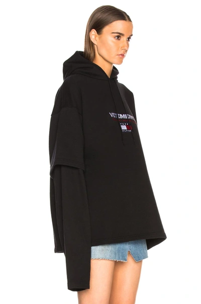 Vetements Black Tommy Hilfiger Edition Double Sleeve Hoodie Vetements