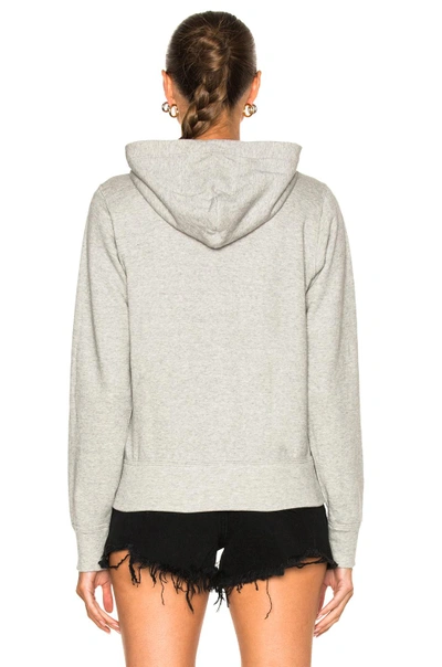 Shop Comme Des Garçons Play Zip Up Cotton Hoodie With Red Emblem In Top Gray