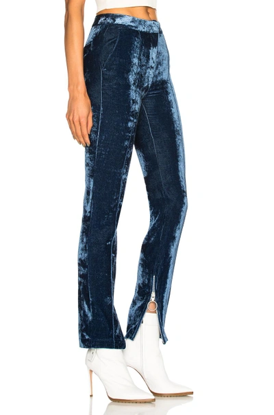 Shop Off-white Flared Velvet Pants In Blue