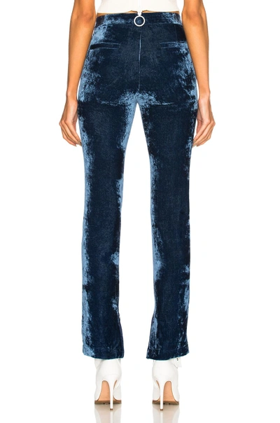 Shop Off-white Flared Velvet Pants In Blue