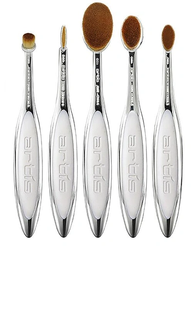Shop Artis Elite Mirror 5 Brush Set In Metallic Silver. In N,a