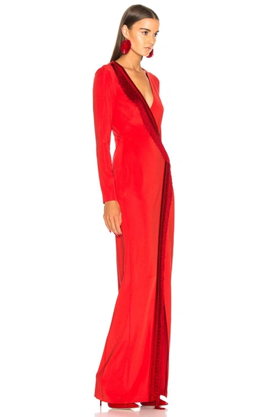 Shop Galvan Tunqui Fringe Dress In Red