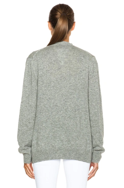 Comme Des Garçons Play Wool Black Heart Emblem Cardigan In Light Gray