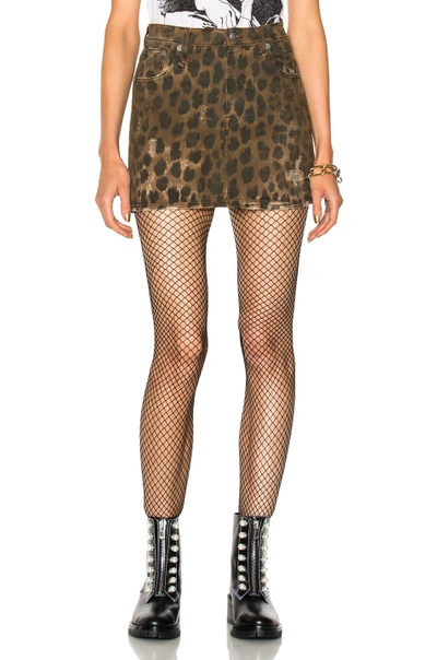 Shop R13 High Rise Mini Skirt In Leopard