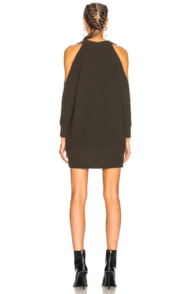 Shop Michelle Mason Cold Shoulder Sweater Dress In Green
