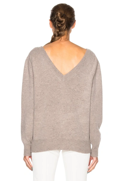 Shop Victoria Beckham Felted Lambswool Double V Neck Jumper In Gray