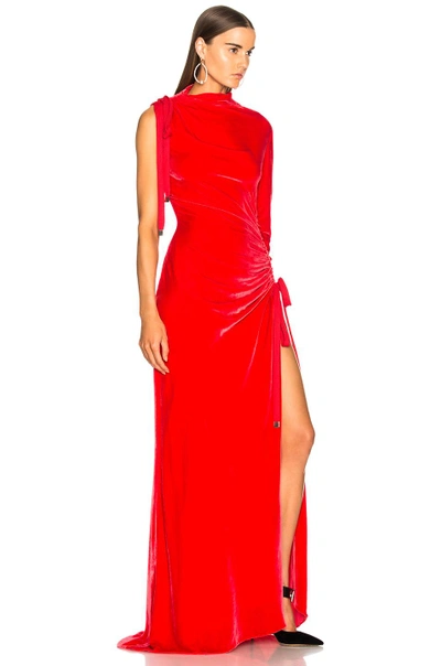 Shop Monse Velvet Drawstring Gown In Red