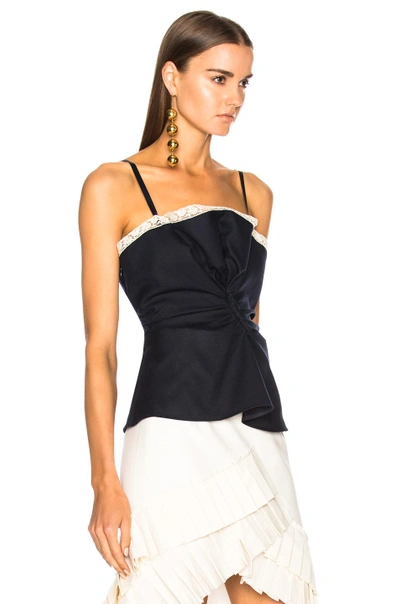 Shop Jacquemus Ruched Tank Top In Blue