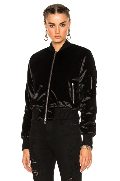 Shop Amiri Long Pile Velvet Bomber Jacket In Black
