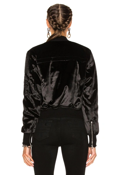 Shop Amiri Long Pile Velvet Bomber Jacket In Black