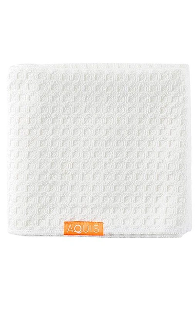 Shop Aquis Waffle Luxe Hair Towel In White