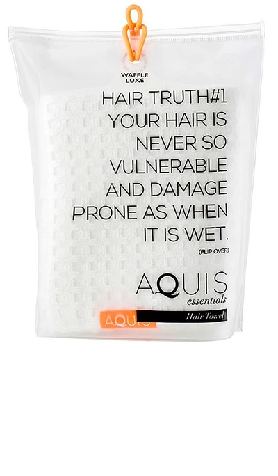 Shop Aquis Waffle Luxe Hair Towel In White