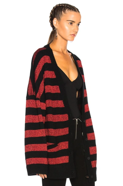 Shop Rta Odella Cardigan In Black,metallics,red,stripes