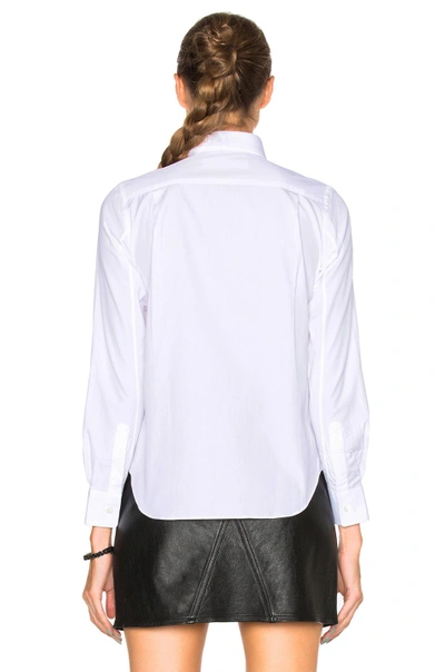 Comme Des Garçons Play Cotton Button Down With Red Emblem In White