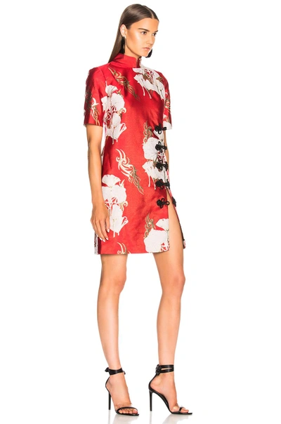 Shop Beau Souci Slit Dress In Floral,metallics,red