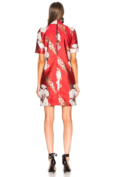 Shop Beau Souci Slit Dress In Floral,metallics,red