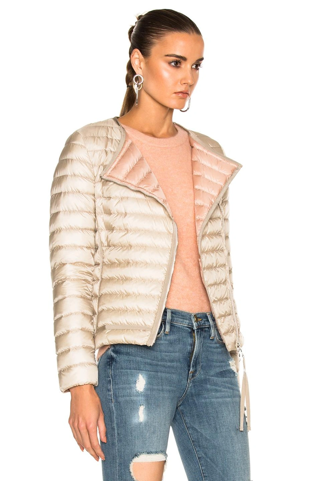 Moncler Amy Quilted Collarless Jacket In Neutrals ModeSens