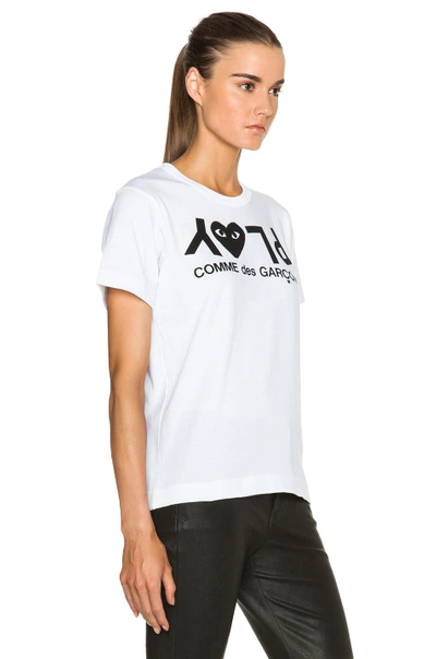 Shop Comme Des Garçons Play Jersey Black Print Tee In White