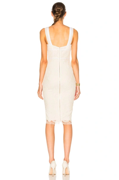 Shop Victoria Beckham Floral Lace V Neck Fitted Dress In White