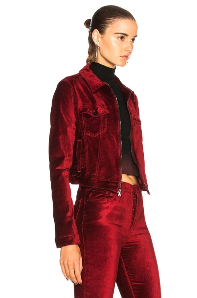 Shop Cotton Citizen For Fwrd Velvet Crop Utility Jacket In Red