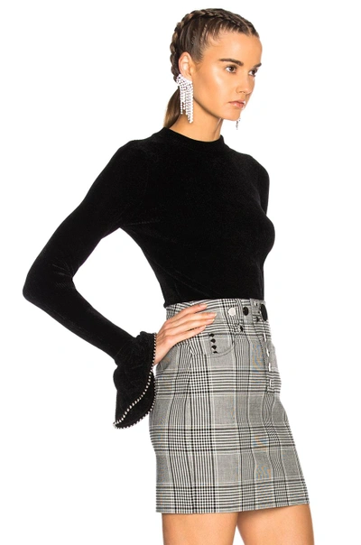 Shop Alexander Wang Turtleneck Sweater With Ruffle Sleeves In Black
