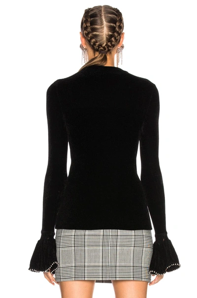 Shop Alexander Wang Turtleneck Sweater With Ruffle Sleeves In Black