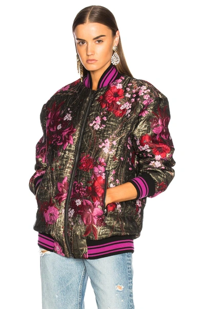 Shop Dolce & Gabbana Floral Jacquard Bomber Jacket In Floral,metallics,pink