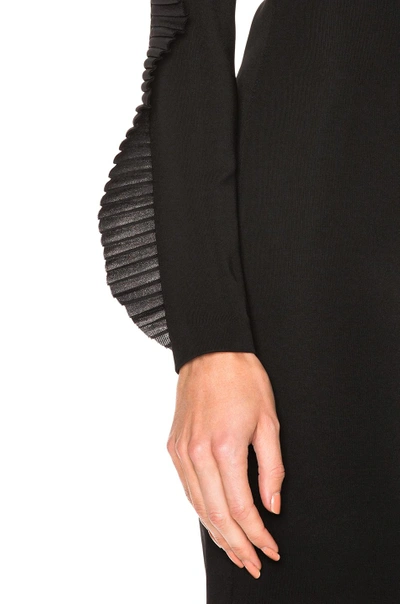 Shop David Koma Ruffled Long Sleeve Open Shoulder Dress In Black