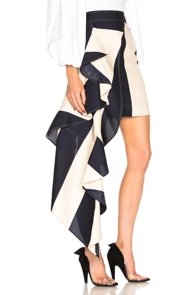 Shop Calvin Klein 205w39nyc Large Stripe Print Ruffle Skirt In Blue,stripes