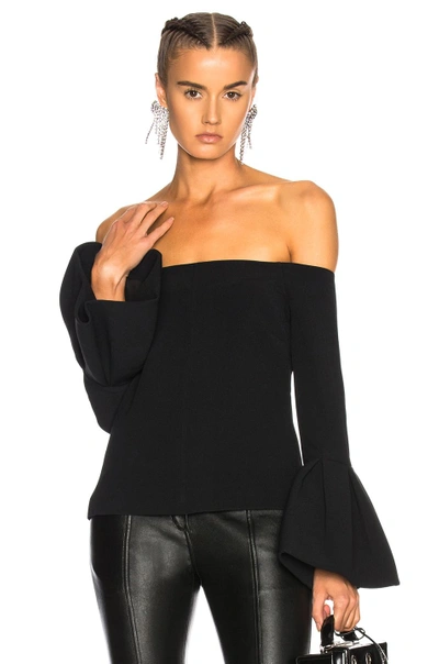 Alexis Tess Off-the-shoulder Bell-cuffs Crepe Top In Black | ModeSens