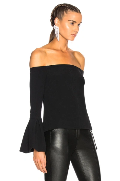 Alexis Tess Off-the-shoulder Bell-cuffs Crepe Top In Black | ModeSens
