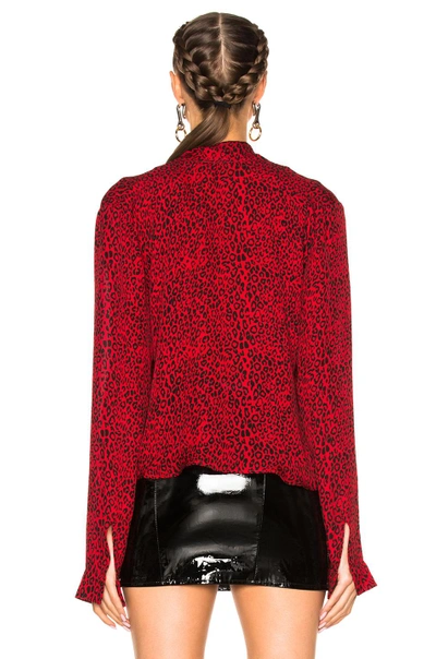 Shop Amiri Scarf Blouse In Animal Print,red