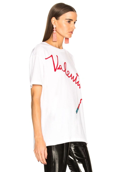 Shop Valentino Lipstick Graphic Tee In White