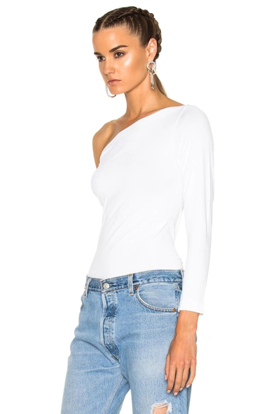 Shop Helmut Lang One Shoulder Long Sleeve Top In White