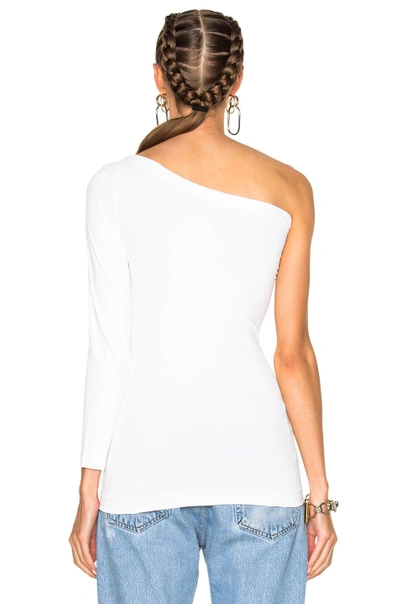 Shop Helmut Lang One Shoulder Long Sleeve Top In White