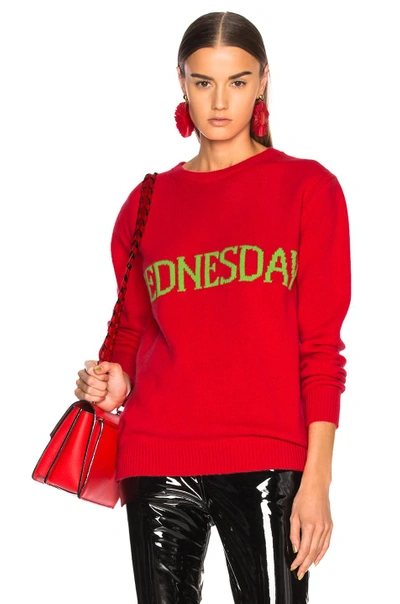 Shop Alberta Ferretti Wednesday Crewneck Sweater In Red