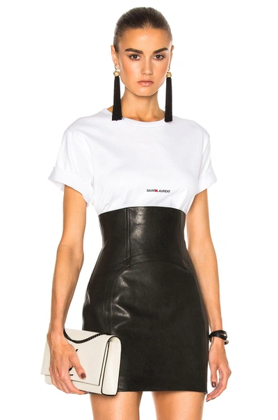 Saint Laurent Small Logo Tee In White