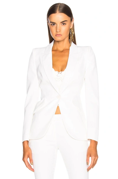 Shop Alexander Mcqueen One Button Classic Blazer In White