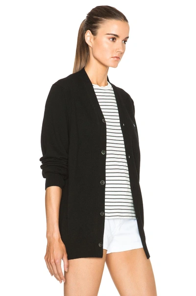 Shop Comme Des Garçons Play Wool Cardigan With Black Emblem