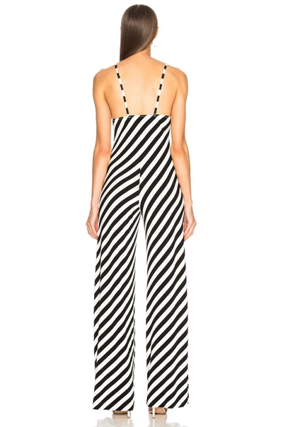 Shop Norma Kamali Slip Jumpsuit In Black,stripes,white