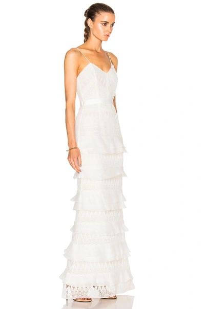 Shop Self-portrait Penelope Tiered Teardrop Lace Dress In White