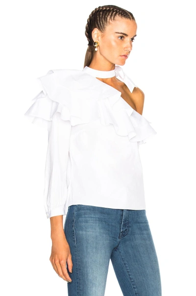 Shop Veronica Beard Gigi Ruffle Top In White