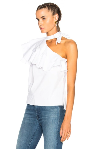 Shop Veronica Beard Gigi Ruffle Top In White