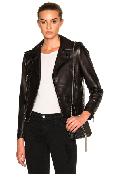 Shop Saint Laurent Classic Motorcycle Jacket In Black