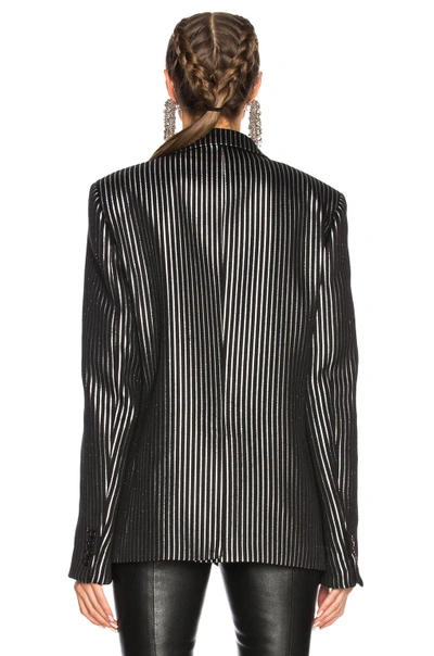 Shop Saint Laurent Striped Tuxedo Jacket In Black,metallics,stripes