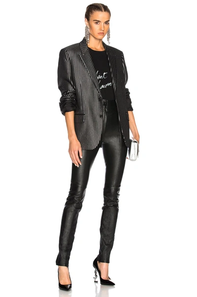 Shop Saint Laurent Striped Tuxedo Jacket In Black,metallics,stripes