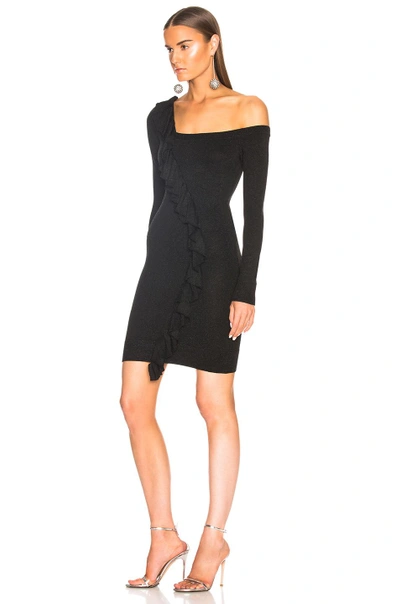 Shop Joostricot Bodycon One Shoulder Lurex Dress In Black